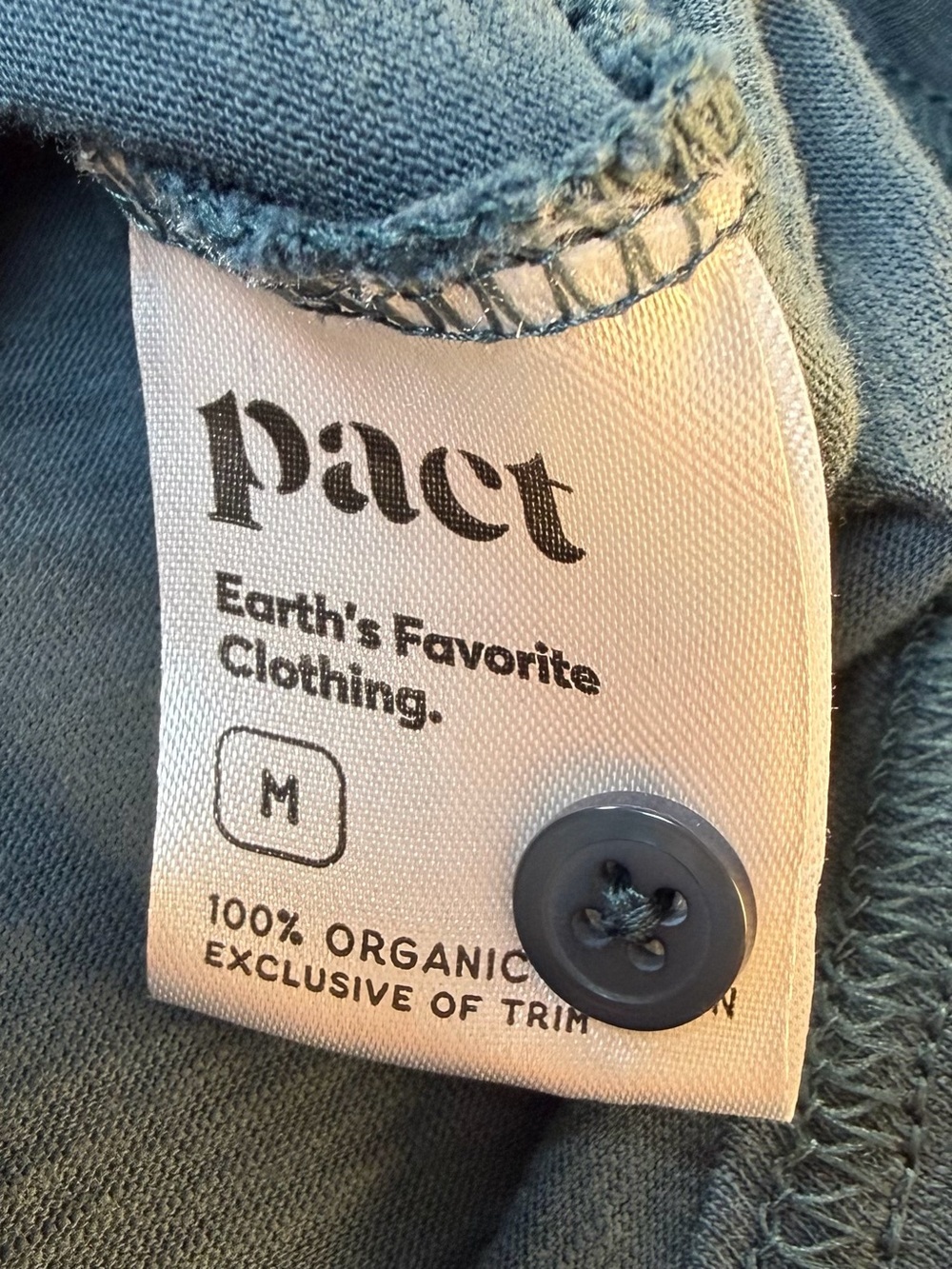 Pact Women’s 100% Organic Cotton Dark Teal Button Down Shirt - Picture 5 of 7
